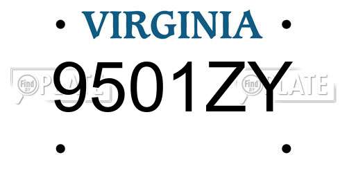 9501ZY Virginia License Plate