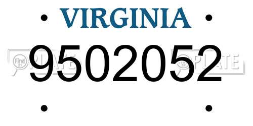 9502052 Virginia License Plate