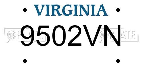 9502VN Virginia License Plate