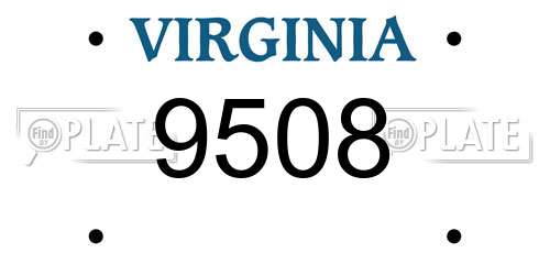 9508 Virginia License Plate