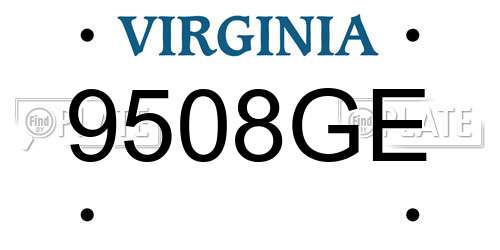 9508GE Virginia License Plate