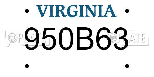 950B63 Virginia License Plate