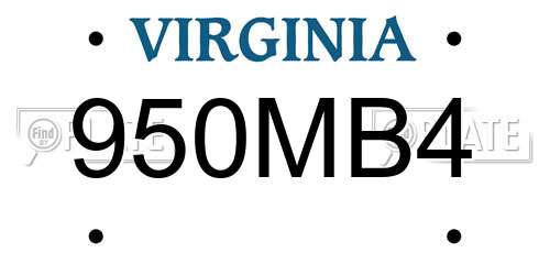 950MB4 Virginia License Plate