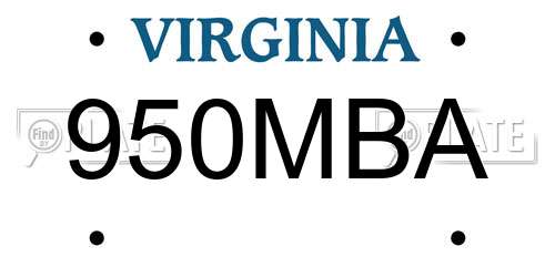 950MBA Virginia License Plate