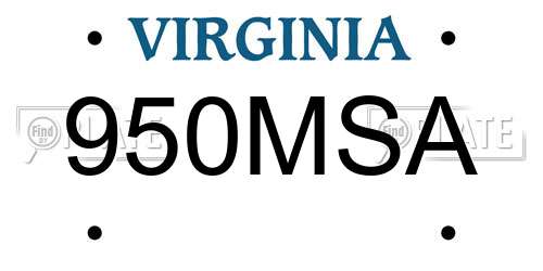 950MSA Virginia License Plate