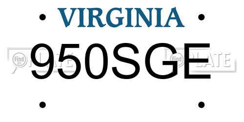 950SGE Virginia License Plate