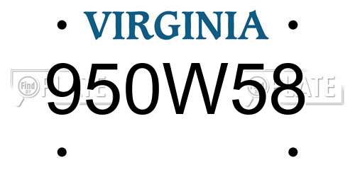 950W58 Virginia License Plate
