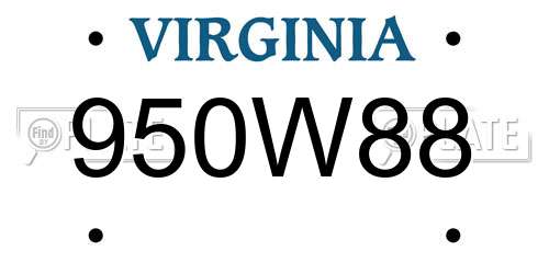 950W88 Virginia License Plate