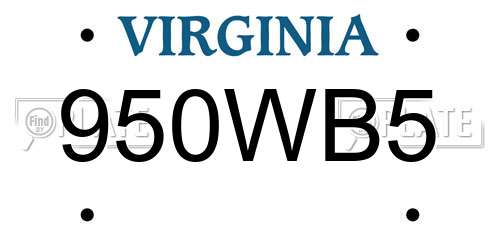 950WB5 Virginia License Plate