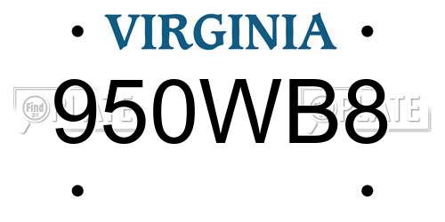 950WB8 Virginia License Plate