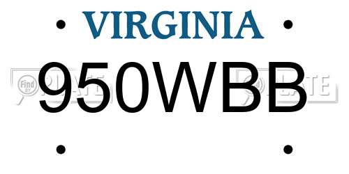 950WBB Virginia License Plate