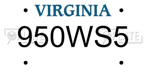 950WS5 Virginia License Plate