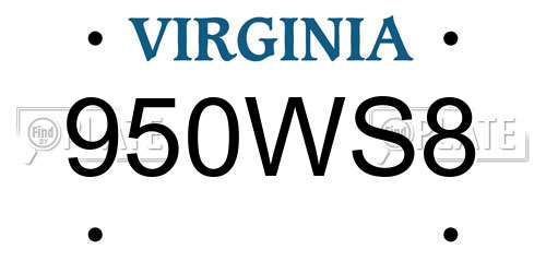 950WS8 Virginia License Plate