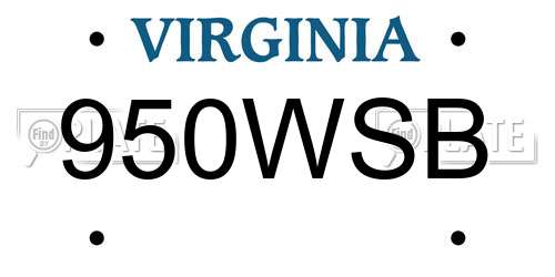 950WSB Virginia License Plate