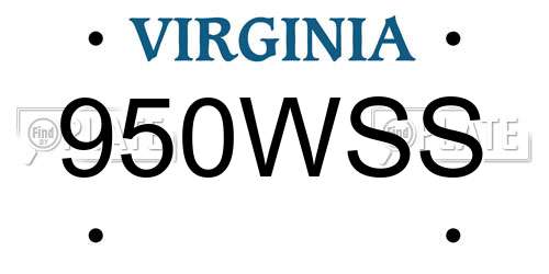 950WSS Virginia License Plate