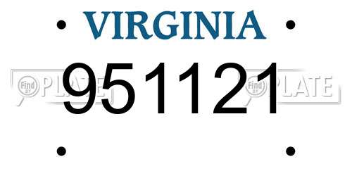 951121 Virginia License Plate
