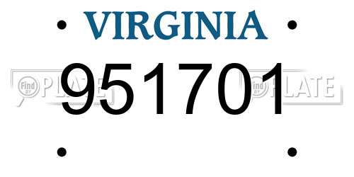 951701 Virginia License Plate