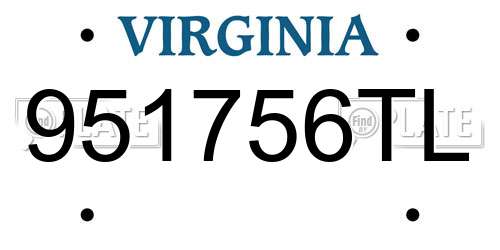 951756TL Virginia License Plate
