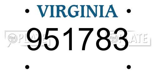 951783 Virginia License Plate