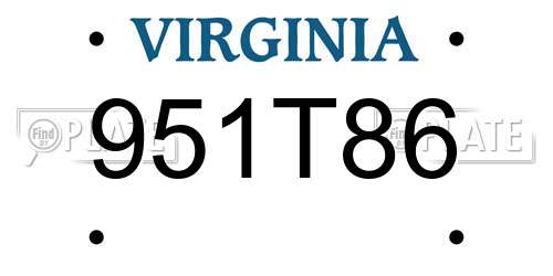 951T86 Virginia License Plate