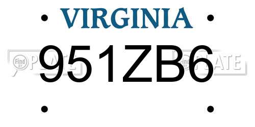 951ZB6 Virginia License Plate