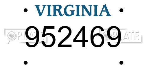 952469 Virginia License Plate