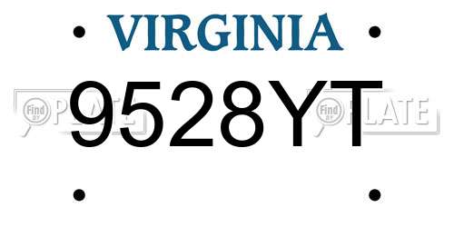 9528YT Virginia License Plate