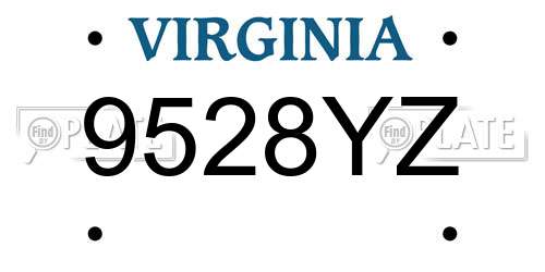9528YZ Virginia License Plate