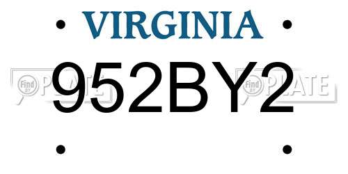 952BY2 Virginia License Plate