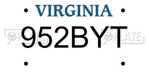 952BYT Virginia License Plate