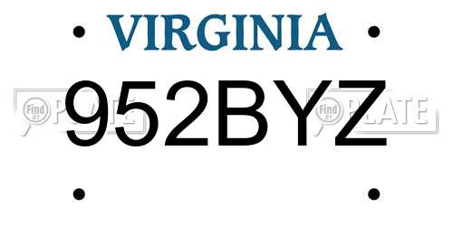 952BYZ Virginia License Plate