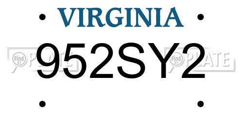 952SY2 Virginia License Plate