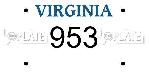 953 Virginia License Plate