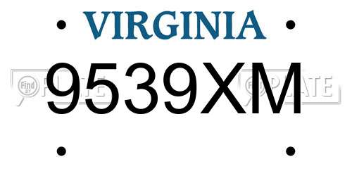 9539XM Virginia License Plate