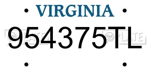 954375TL Virginia License Plate