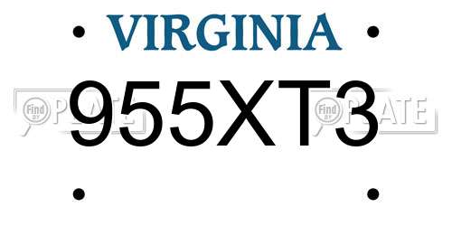 955XT3 Virginia License Plate