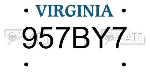 957BY7 Virginia License Plate