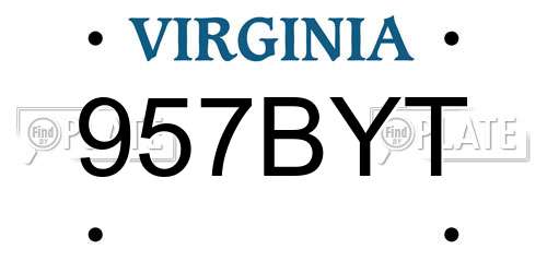 957BYT Virginia License Plate