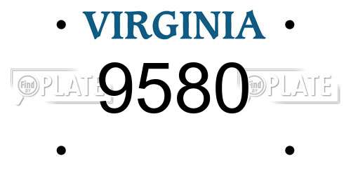 9580 Virginia License Plate