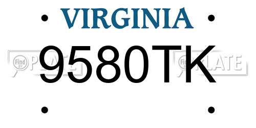9580TK Virginia License Plate