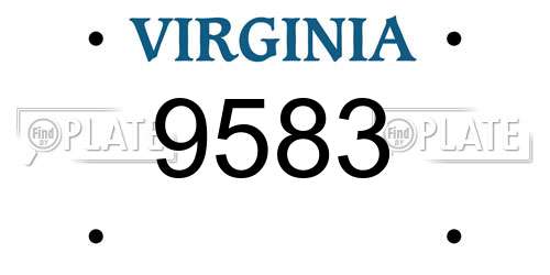 9583 Virginia License Plate