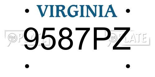 9587PZ Virginia License Plate