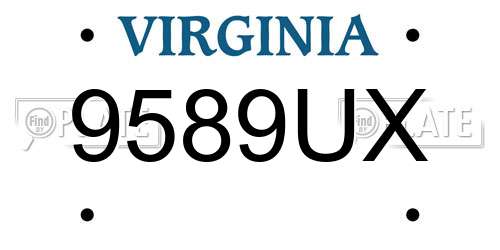 9589UX Virginia License Plate