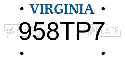 958TP7 Virginia License Plate