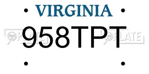 958TPT Virginia License Plate