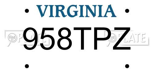 958TPZ Virginia License Plate