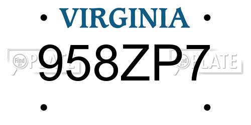 958ZP7 Virginia License Plate