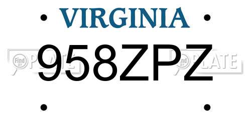958ZPZ Virginia License Plate