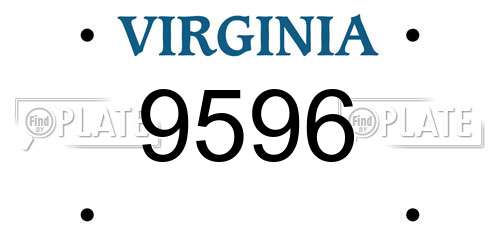 9596 Virginia License Plate