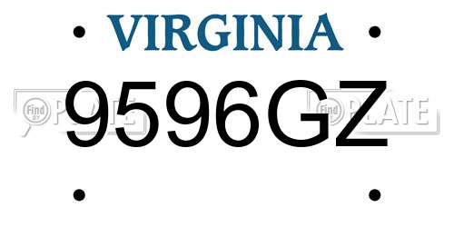 9596GZ Virginia License Plate